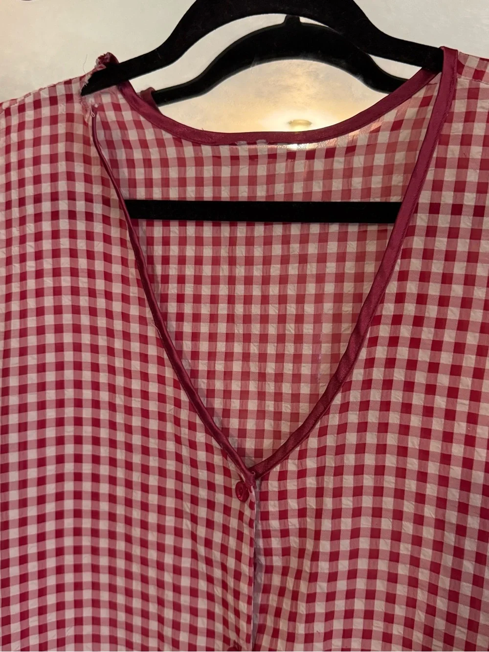 Vintage magenta & white gingham nightgown